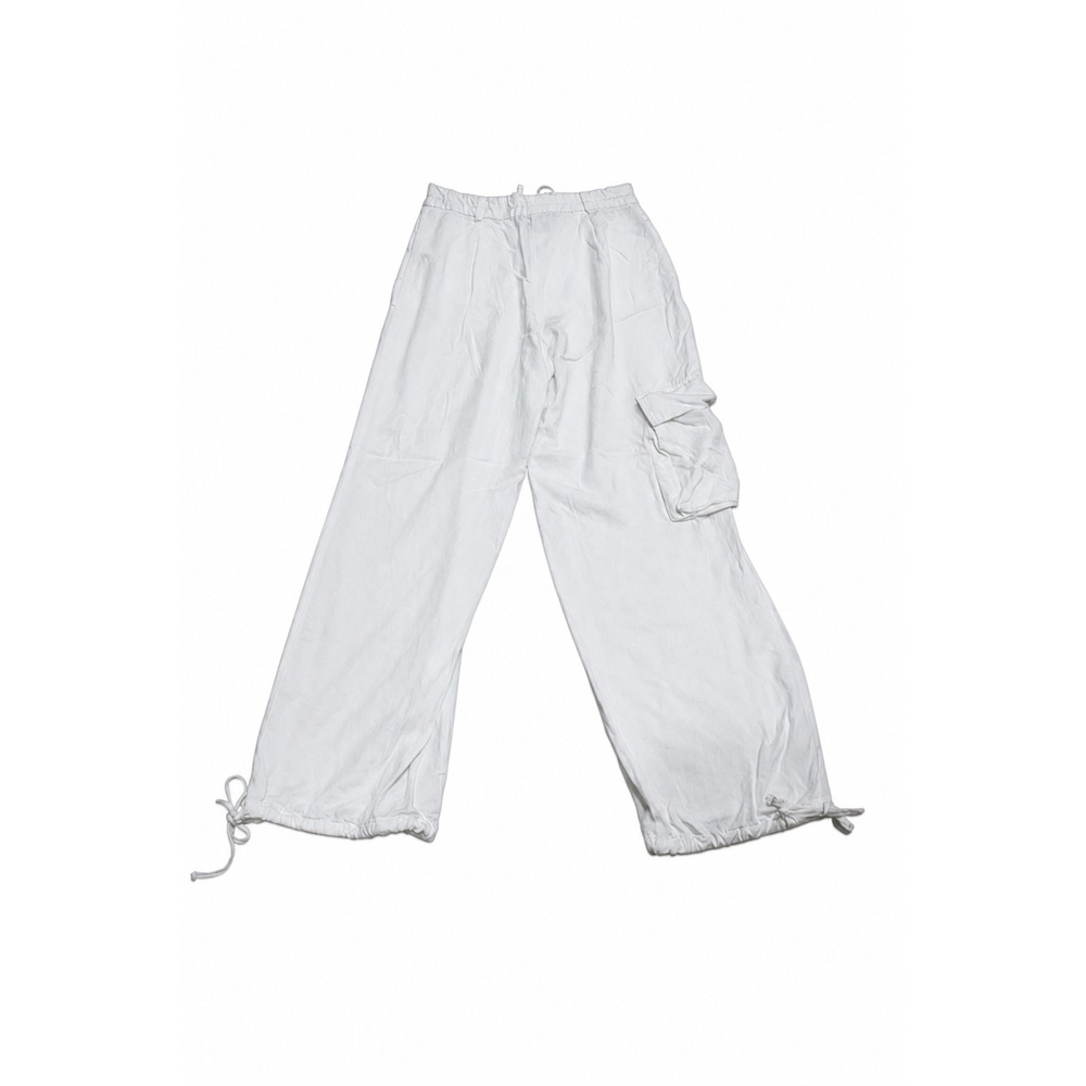 Sincerely Jules Wide Leg Tencil Cargo Pants Women S White Drawstring Utility - Picture 2 of 5